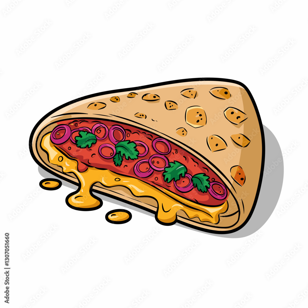 Cheesy Quesadilla with Fresh Salsa Illustration Cheesy Quesadilla with Fresh Salsa Illustration