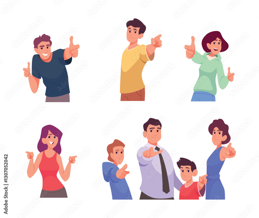 Pointing at you. Group of different people finger pointing showing gesturing something exact vector flat illustrations in action poses Pointing at you. Group of different people finger pointing showing gesturing something exact vector flat illustrations in action poses