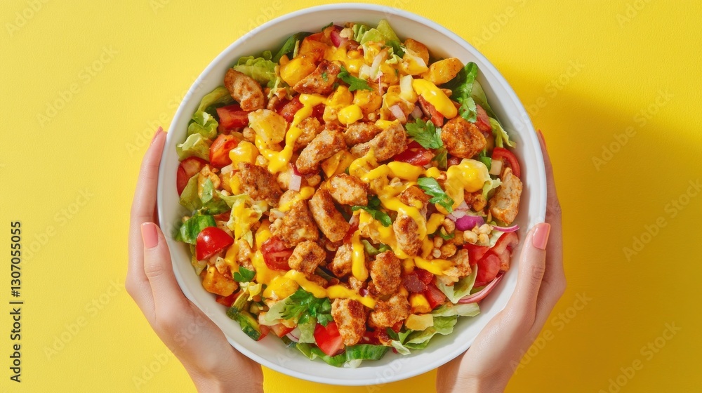 Delicious Chicken Salad Bowl with Mustard Dressing Delicious Chicken Salad Bowl with Mustard Dressing