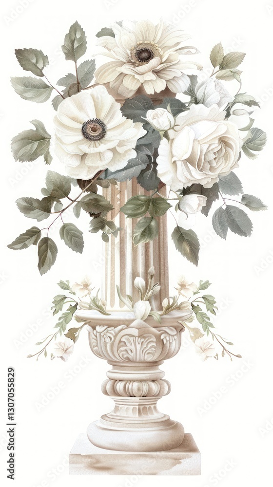 Obraz premium Elegant floral vase illustration
