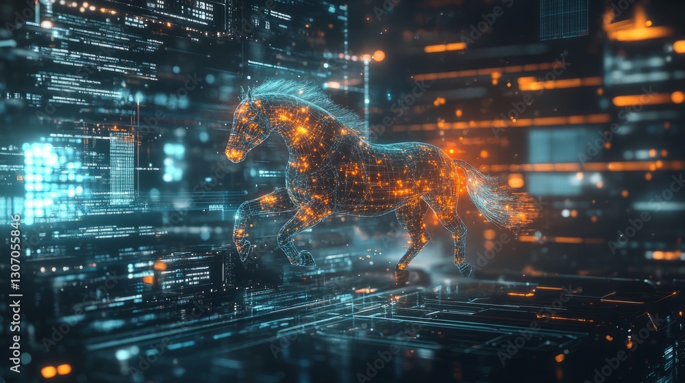 Fototapeta premium Generic Sleek Network Overview Visualized Metallic