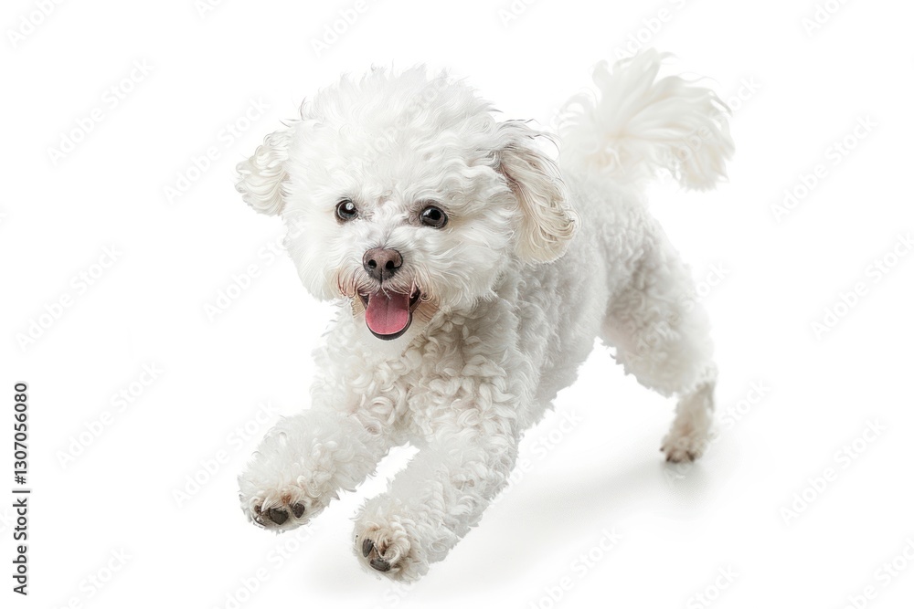 Obraz premium Happy playful white fluffy dog