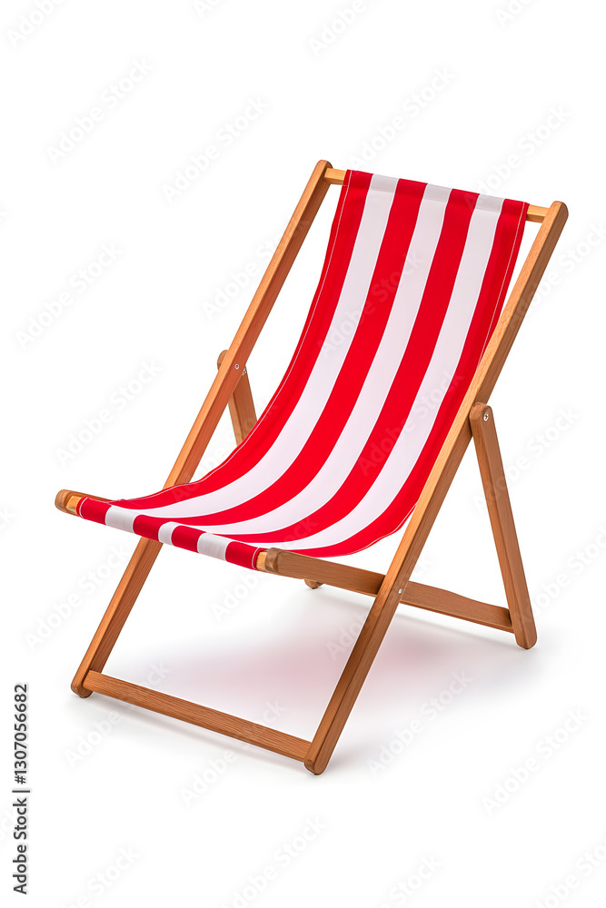 Red and white striped beach chair isolated on white Red and white striped beach chair isolated on white