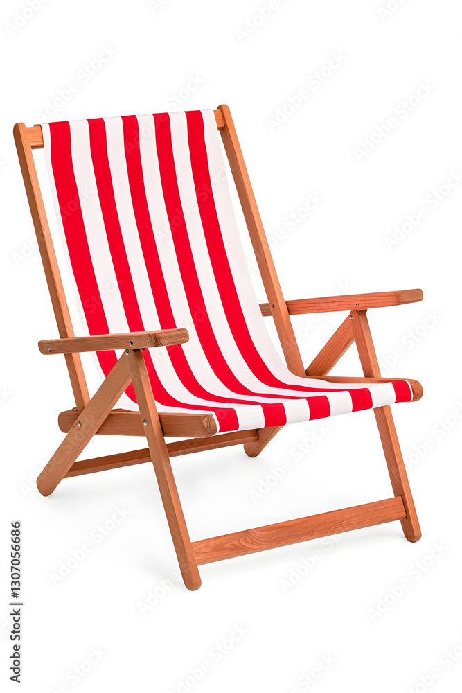 Red and white striped beach chair isolated on white Red and white striped beach chair isolated on white
