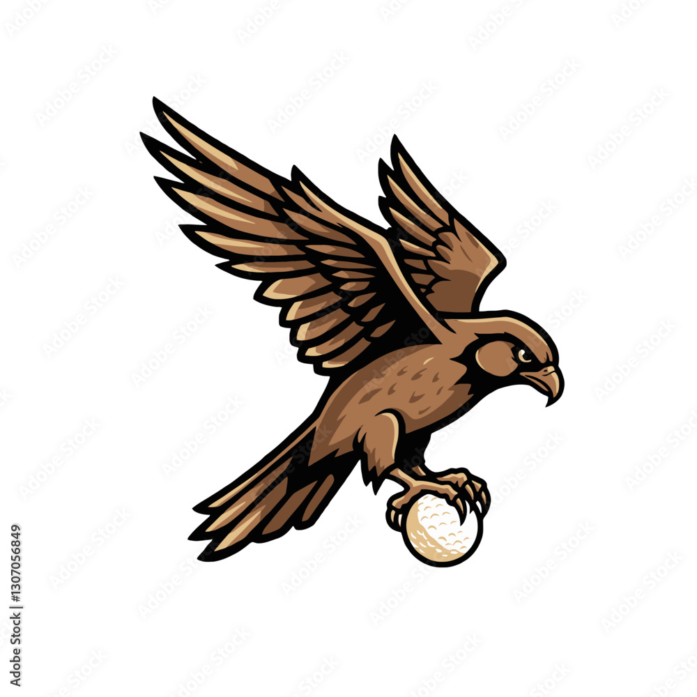 Obraz premium Hawk Clutching Baseball Logo