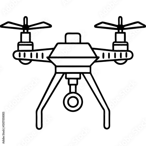 Agricultural drone illustration, modern design, hovering above field on a transparent background