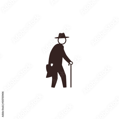 Elderly Man with Cane