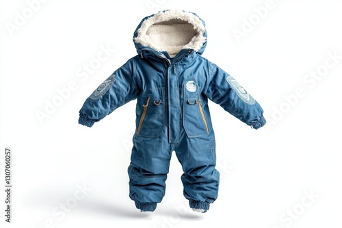 Arctic-grade snowsuit isolated on white background 