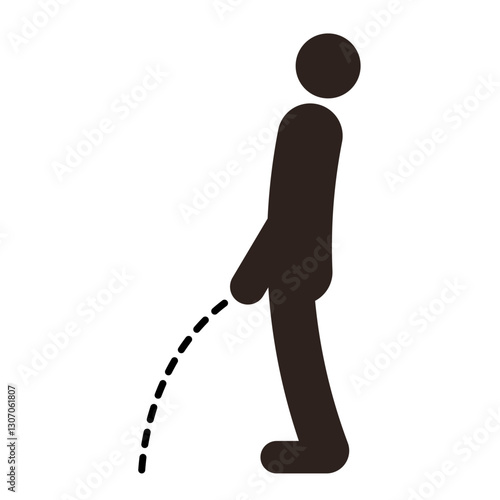 Peeing man icon symbol. Pissing man sign. Urinate stick man human figure.