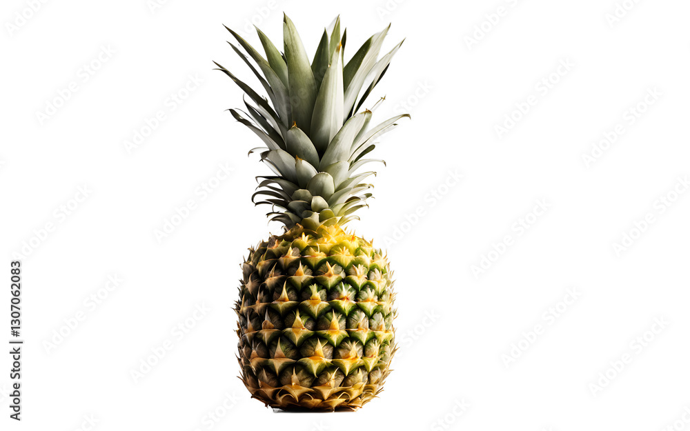 A single ripe pineapple with golden yellow skin, isolated on a empty plain background A single ripe pineapple with golden yellow skin, isolated on a empty plain background