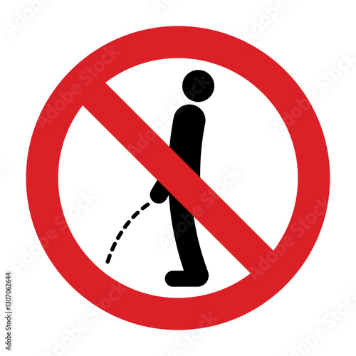 No peeing area icon. Pissing prohibited sign. Urinate not allowed symbol. No peeing on floor.