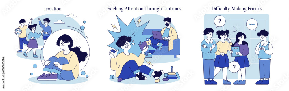 Negletful Parenting Style. Flat Vector Illustration Negletful Parenting Style. Flat Vector Illustration