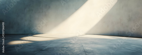 Sunlit concrete room, empty space