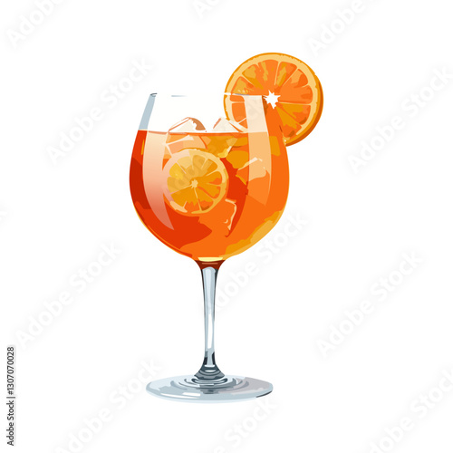 Aperol spritz cocktail in a glass on isolated background vector illustration	