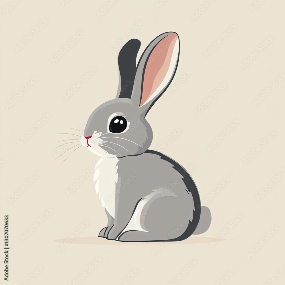 Fototapeta premium Vector illustration of a fluffy rabbit.