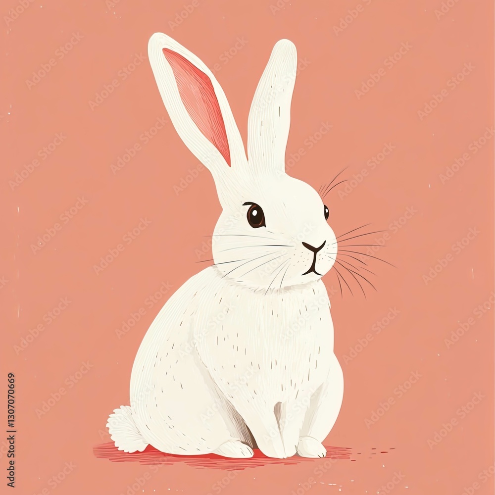 Fototapeta premium Vector illustration of a fluffy rabbit.