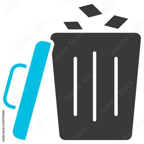 Garbage Glyph Blue Grey Icon