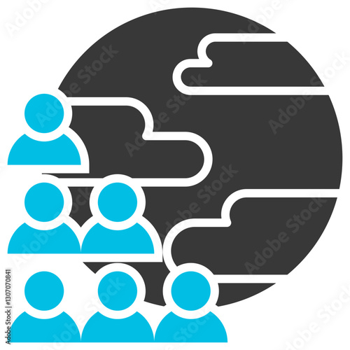 Overpopulation Glyph Blue Grey Icon