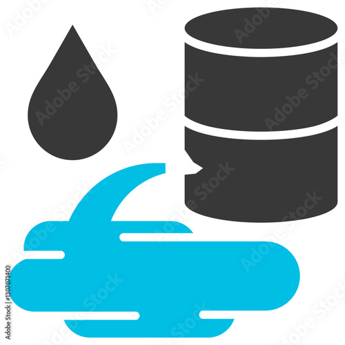 Oil Spill Glyph Blue Grey Icon