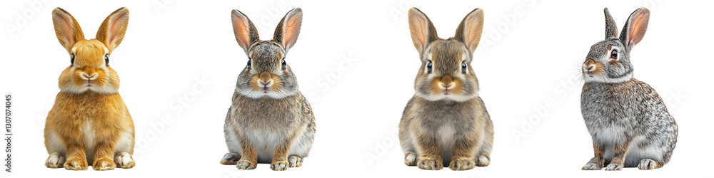 Obraz premium A collection of adorable rabbits showcasing different colors and breeds, perfect for animal lovers and nature enthusiasts. Transparent PNG background