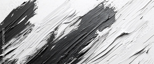 Abstract black and white paint strokes texture.