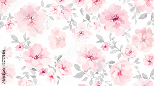 Watercolor flower background for invitation card. Floral hand-painted seamless pattern