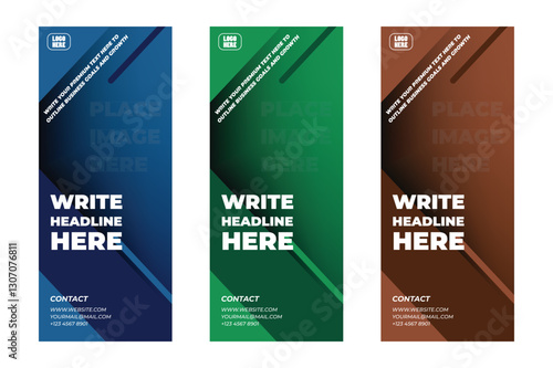 Modern Stand Banner Design Templates with three colors variants.