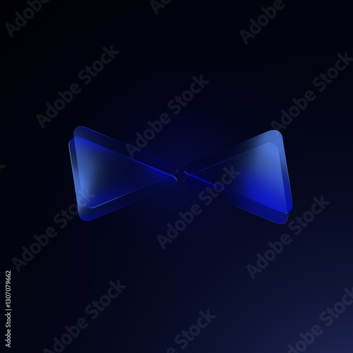 Abstract Blue Bowtie: An abstract, contemporary illustration of a blue bowtie against a dark background, with a subtle gradient. 