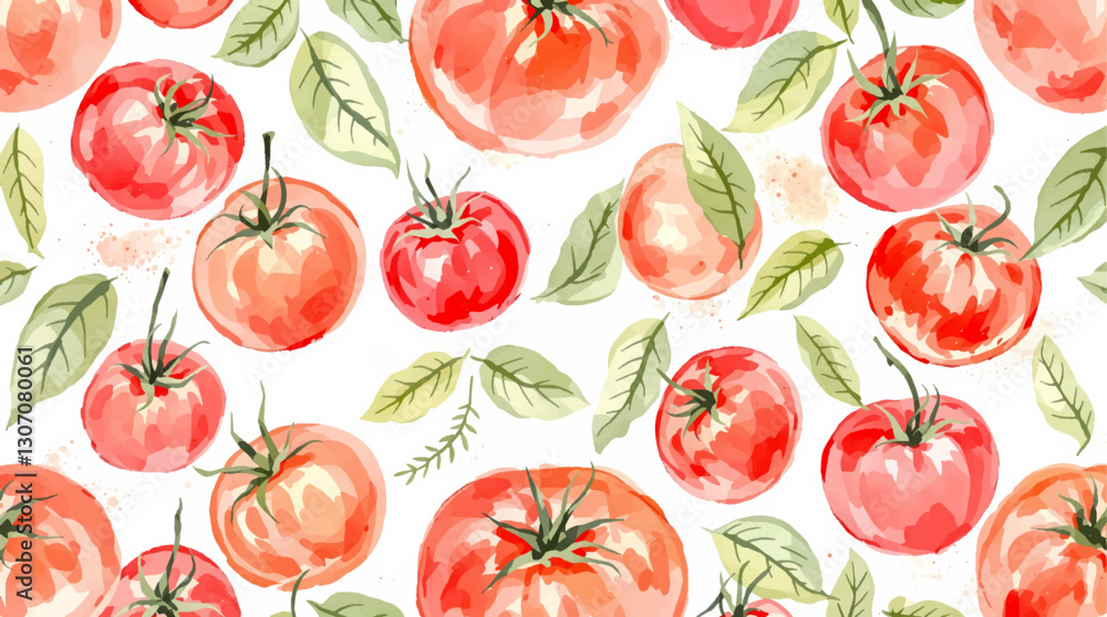 Watercolor pattern tomatoes on white background Watercolor pattern tomatoes on white background