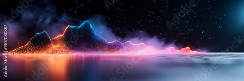 A futuristic bio-digital scene where luminous DNA sequences form a surreal mirage  and ambient