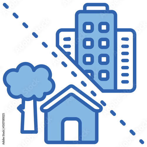 Urbanization Blue White Icon