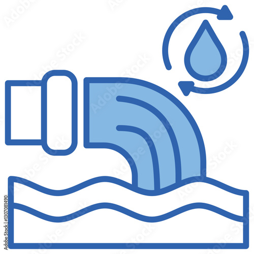 Sewage Blue White Icon