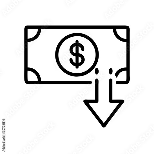 Money Decrease Icon Vector Illustration
