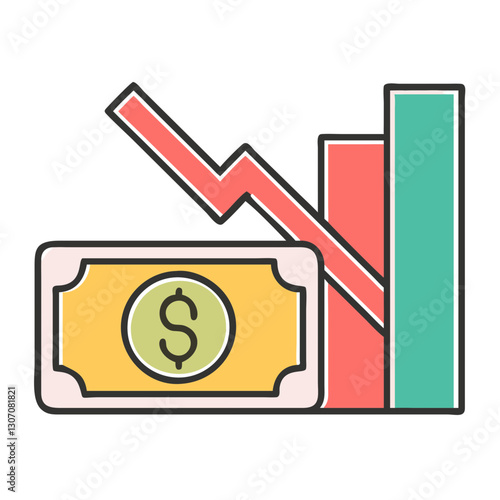 Money Decrease Icon Vector Illustration