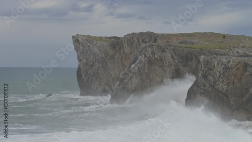 Wallpaper Mural Powerful Storm Wild Waves on the Cantabrian Sea, Asturias Coast, Spain Torontodigital.ca