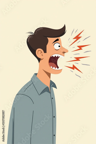 Man experiencing mood swings, transitioning from happiness to anger, illustrating emotional variability and mental health.