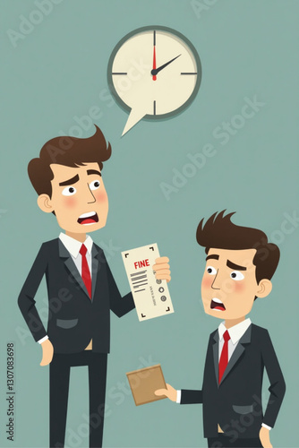 "Stressed Businessman Receiving a Fine Ticket, Illustrating Consequences of Corporate Misconduct and Legal Issues"