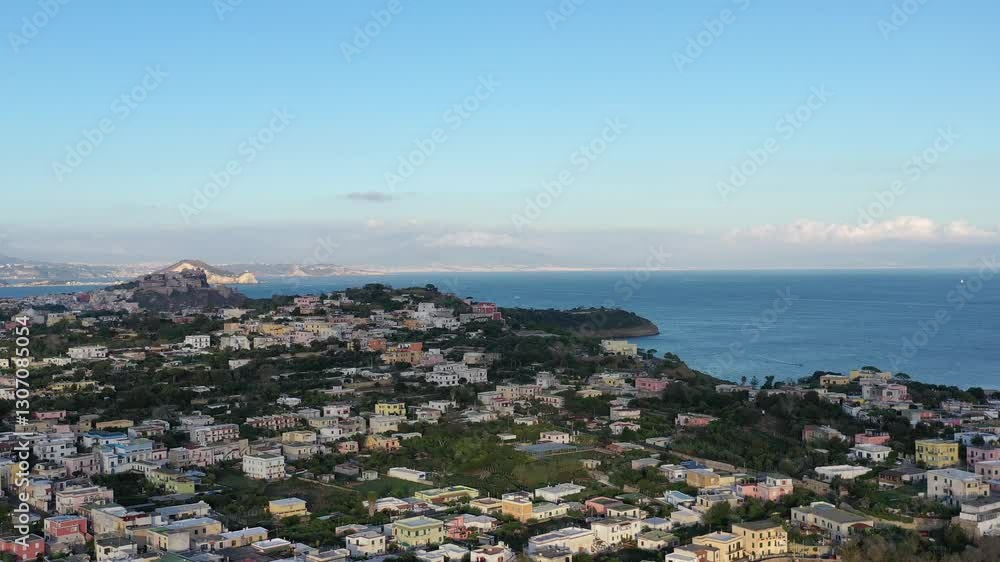 characteristic houses of Procida with tourists and inhabitants - Italy characteristic houses of Procida with tourists and inhabitants - Italy