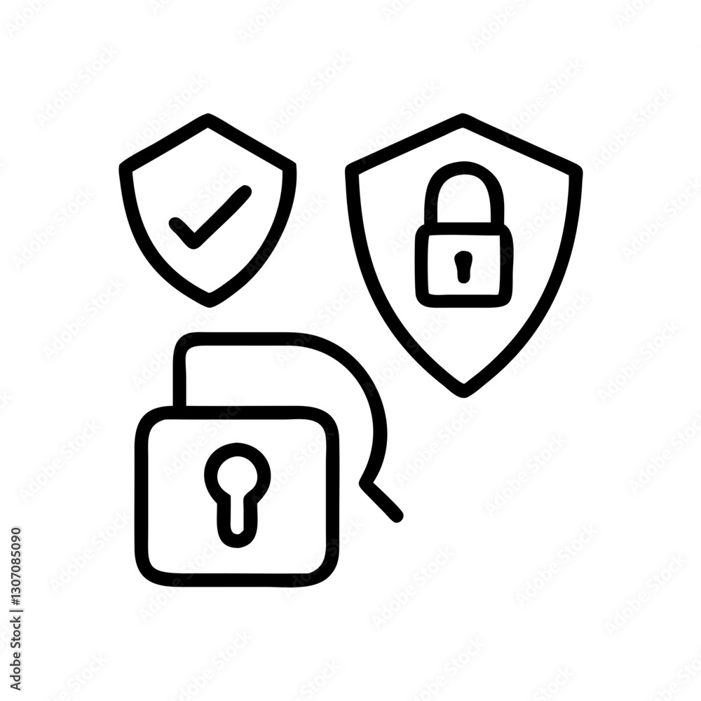 Security Shield Vector Line Icon Set. Security shield outline symbols with check mark and padlock. Editable Stroke. Pixel Perfect. Safety Vector Line Icon Set. Security and Protection Editable Stroke
Security Shield Vector Line Icon Set. Security shield outline symbols with check mark and padlock. Editable Stroke. Pixel Perfect. Safety Vector Line Icon Set. Security and Protection Editable Stroke