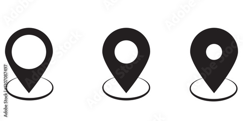 set of icons Location Pin, Map Pin, Place, Location, Address, location icon. Vector map pin, red pin on white background.