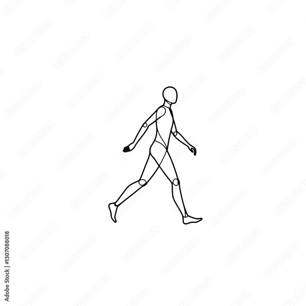 Fototapeta premium Simple Stick Figure Illustration of a Walking Human Movement