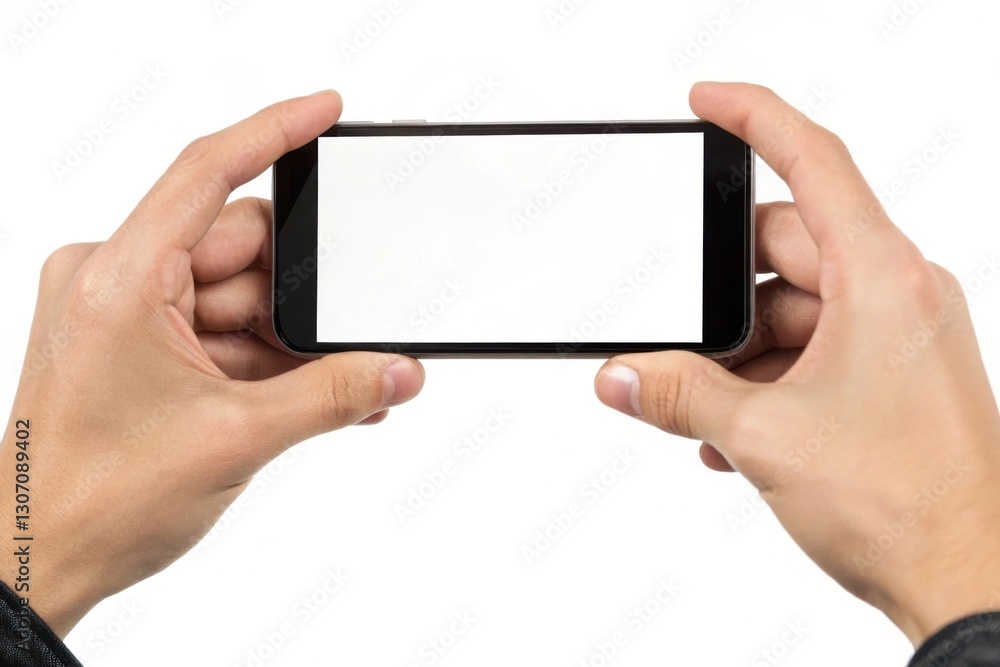 hand holding mobile phone with blank screen hand holding mobile phone with blank screen
