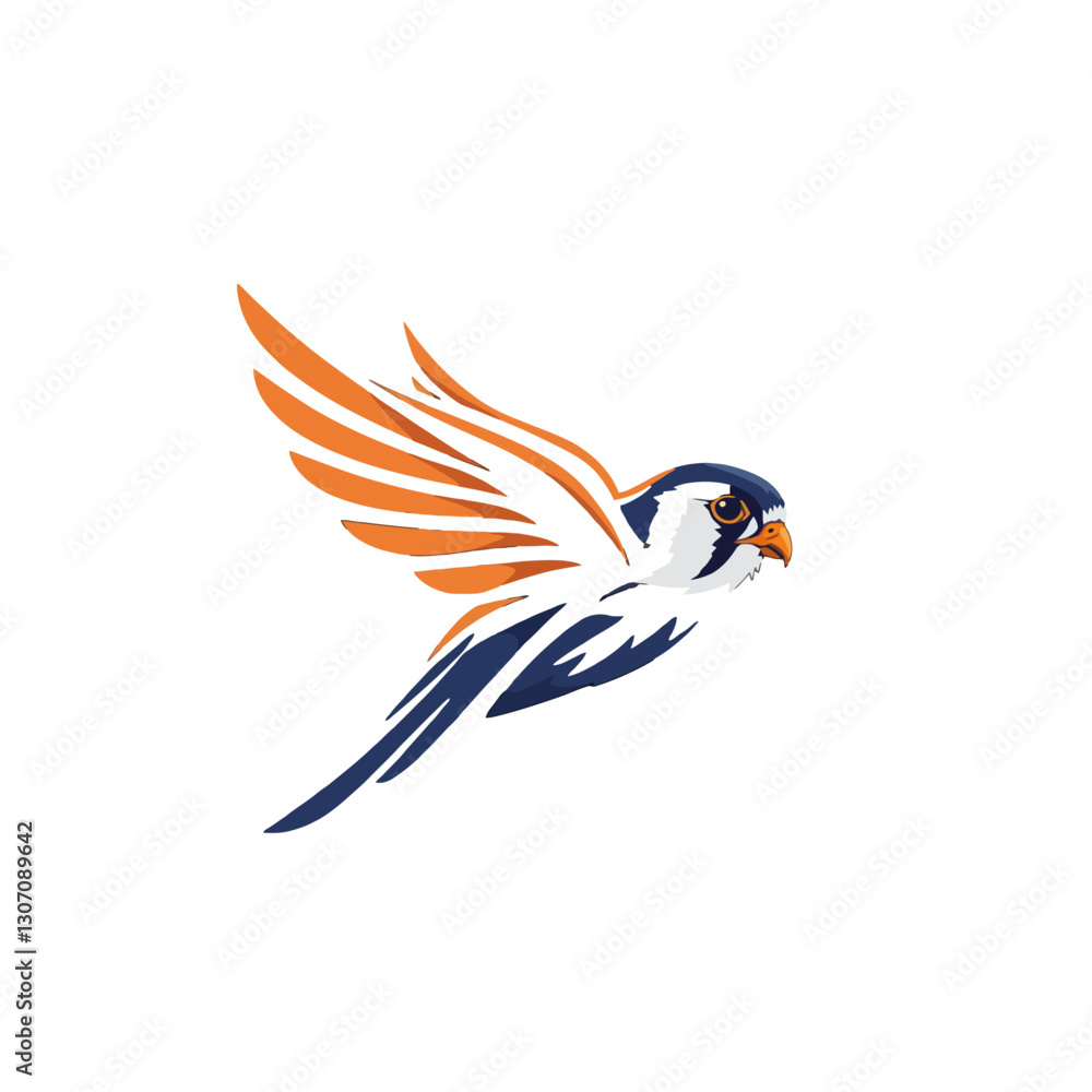 Obraz premium Colorful Falcon Logo Design Featuring Dynamic Wings and Vibrant Colors