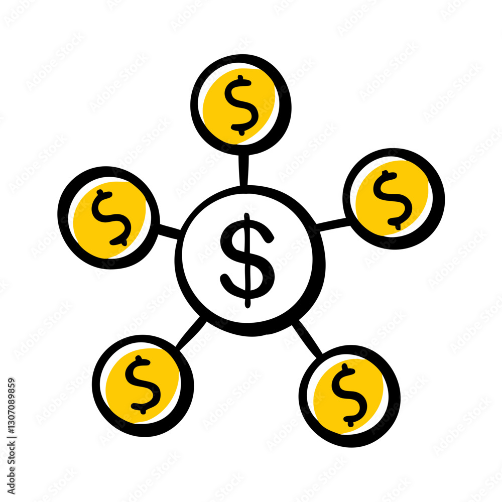 Money Distribution Icon Vector Illustration Money Distribution Icon Vector Illustration