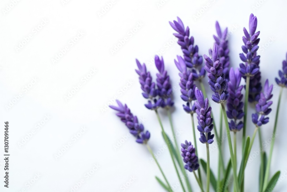 Sprays of lavender branches on white background, lavender, nature Sprays of lavender branches on white background, lavender, nature