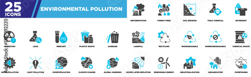 Environmental Pollution Iconset Glyph Blue Grey