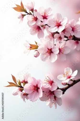 Wallpaper Mural Delicate branches of cherry blossom tree isolated on white background, greenery, flower Torontodigital.ca