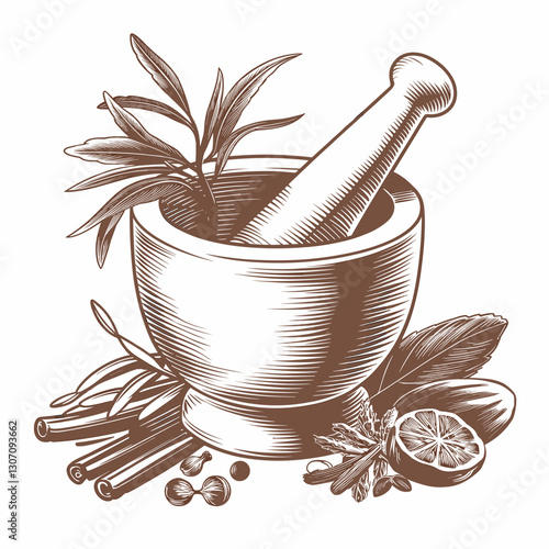 Vintage Herbal Apothecary Engraving
