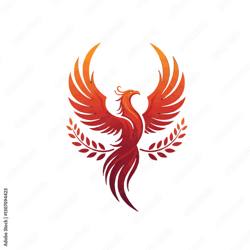Fototapeta premium Vibrant Phoenix Illustration Representing Renewal and Strength with a Graceful Design