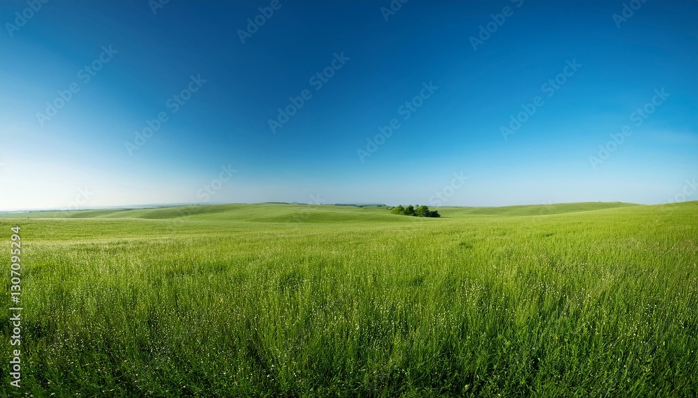 【背景素材】美しい緑の草原と青空の風景 【背景素材】美しい緑の草原と青空の風景